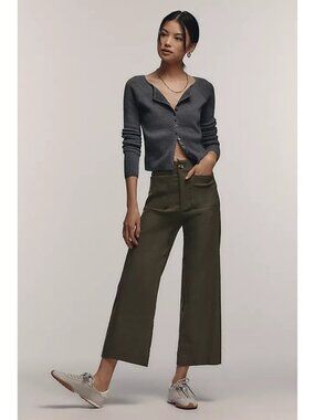 The Colette Cropped Wide-Leg Trousers by Maeve Dried Fern 24W